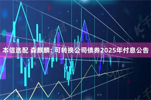 本信选配 森麒麟: 可转换公司债券2025年付息公告