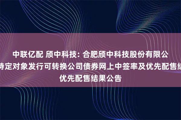 中联亿配 颀中科技: 合肥颀中科技股份有限公司向不特定对象发行可转换公司债券网上中签率及优先配售结果公告